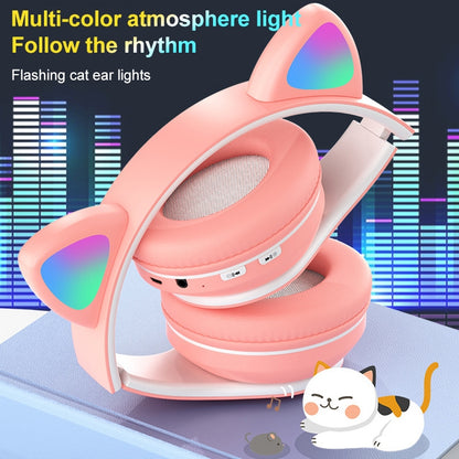 B39 Cat Ear Design LED Gradient Light Wireless Bluetooth Headset(Pink) by buy2fix