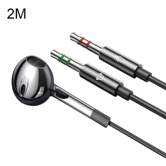 Langsdom V6 Écouteurs intra-auriculaires filaires à double prise 3,5 mm avec microphone, longueur : 2 m (noir)