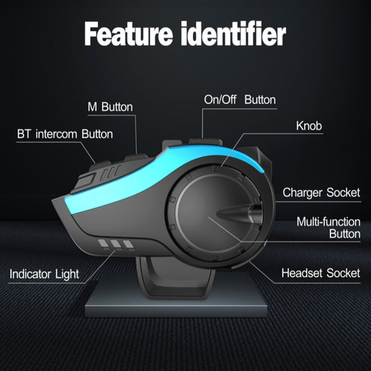 Hysnox HY-02 Bluetooth 5.0 Motorcycle Helmet Headset 2000M 6 Riders Intercom Headset (Gold) - Motorcycle Walkie Talkie by buy2fix | Online Shopping UK | buy2fix