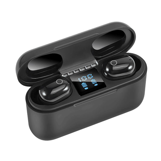 Dt-18 Wireless Two Ear Bluetooth Headset With 2000mAh Charging Cabin & Touch & Intelligent Magnetic Suction Charging (Black) by buy2fix