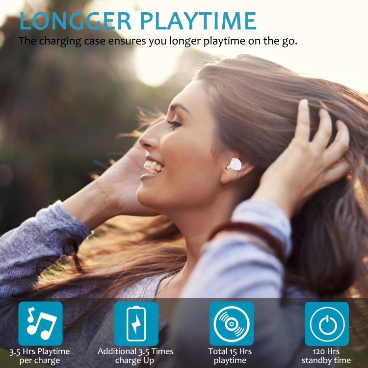 BTH-A6 Wireless Bluetooth 5.0 Earphone with Magnetic Charging Box (White) by buy2fix