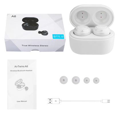 BTH-A6 Wireless Bluetooth 5.0 Earphone with Magnetic Charging Box (White) by buy2fix