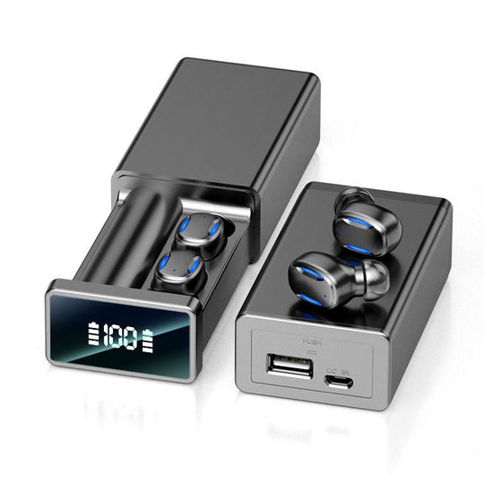 A22 Version anglaise Écouteur Bluetooth à affichage numérique extractible avec boîtier de chargement magnétique, prise en charge de la lumière tactile et de la banque d'alimentation (noir)