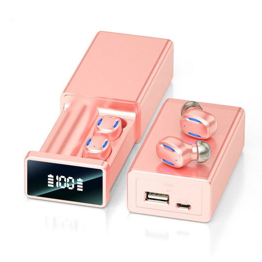 A22 Version anglaise Écouteur Bluetooth à affichage numérique extractible avec boîtier de chargement magnétique, prise en charge de la lumière tactile et de la banque d'alimentation (rose)