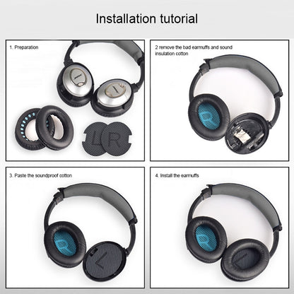 1 Pair Soft Earmuff Headphone Jacket with LR Cotton for BOSE QC2 / QC15 / AE2 / QC25 / QC35(Black) - Earmuff & Pad by buy2fix | Online Shopping UK | buy2fix
