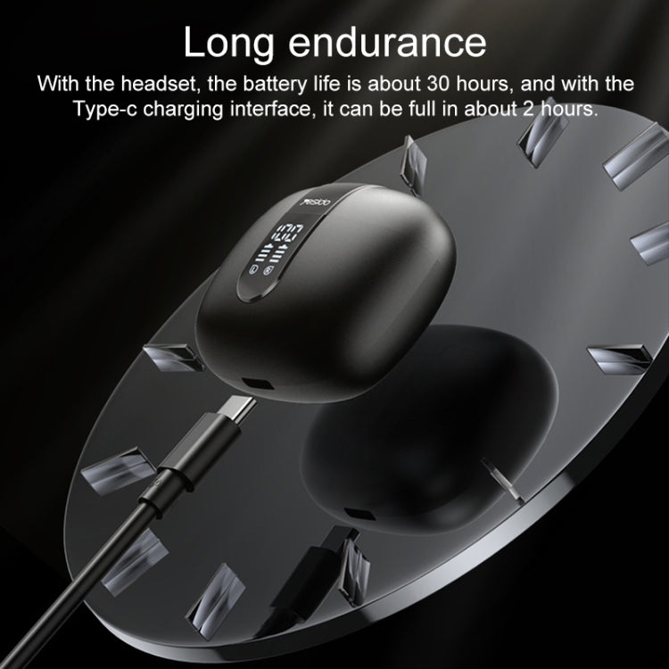 Yesido TWS22 Bluetooth 5.3 LED Digital Display TWS Wireless Bluetooth Earphone (Black) - TWS Earphone by Yesido | Online Shopping UK | buy2fix