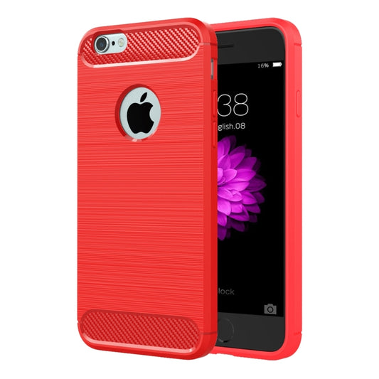 For iPhone 6 & 6s Brushed Texture Fiber TPU Rugged Armor Protective Case(Red) - More iPhone Cases by buy2fix | Online Shopping UK | buy2fix