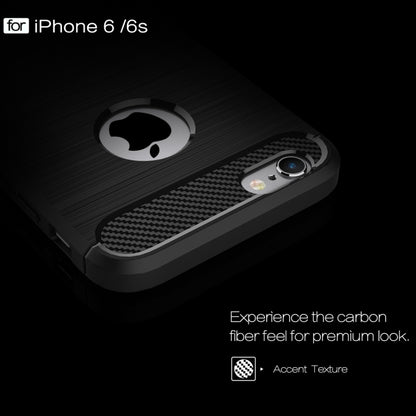 For iPhone 6 & 6s Brushed Texture Fiber TPU Rugged Armor Protective Case(Red) - More iPhone Cases by buy2fix | Online Shopping UK | buy2fix