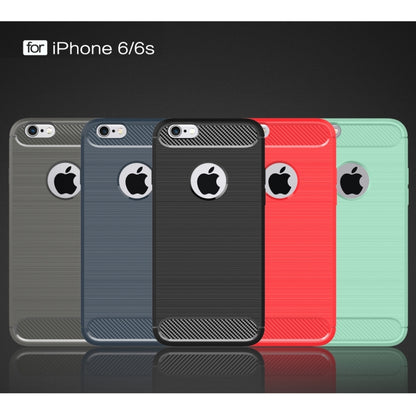 For iPhone 6 & 6s Brushed Texture Fiber TPU Rugged Armor Protective Case(Red) - More iPhone Cases by buy2fix | Online Shopping UK | buy2fix