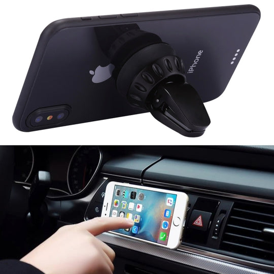 Support de support de téléphone universel pour grille d'aération de voiture en silicone, pour iPhone, Samsung, Sony, Lenovo, HTC, Huawei et autres smartphones (noir)