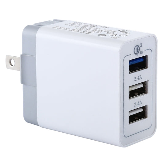3 USB Ports (3A + 2.4A + 2.4A) Quick Charger QC 3.0 Travel Charger, US Plug, For iPhone, iPad, Samsung, HTC, Sony, Nokia, LG and other Smartphones - USB Charger by buy2fix | Online Shopping UK | buy2fix