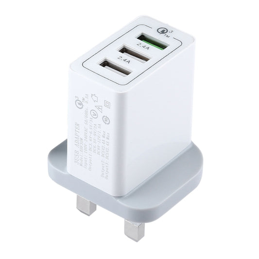 3 USB Ports (3A + 2.4A + 2.4A) Quick Charger QC 3.0 Travel Charger, UK Plug, For iPhone, iPad, Samsung, HTC, Sony, Nokia, LG and other Smartphones - USB Charger by buy2fix | Online Shopping UK | buy2fix
