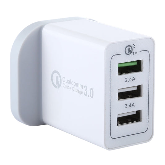 3 USB Ports (3A + 2.4A + 2.4A) Quick Charger QC 3.0 Travel Charger, UK Plug, For iPhone, iPad, Samsung, HTC, Sony, Nokia, LG and other Smartphones - USB Charger by buy2fix | Online Shopping UK | buy2fix
