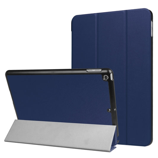 For iPad 9.7 (2018) & iPad 9.7 (2017) Custer Texture Horizontal Flip Leather Case with Three-folding Holder & Sleep / Wake-up Function(Dark Blue) - iPad 9.7 (2018) & (2017) Cases by buy2fix | Online Shopping UK | buy2fix