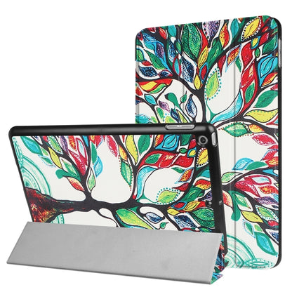 For iPad 9.7 (2018) & iPad 9.7 (2017) Cross Texture Painting Tree Pattern Horizontal Flip Leather Case with Three-folding Holder - iPad 9.7 (2018) & (2017) Cases by buy2fix | Online Shopping UK | buy2fix