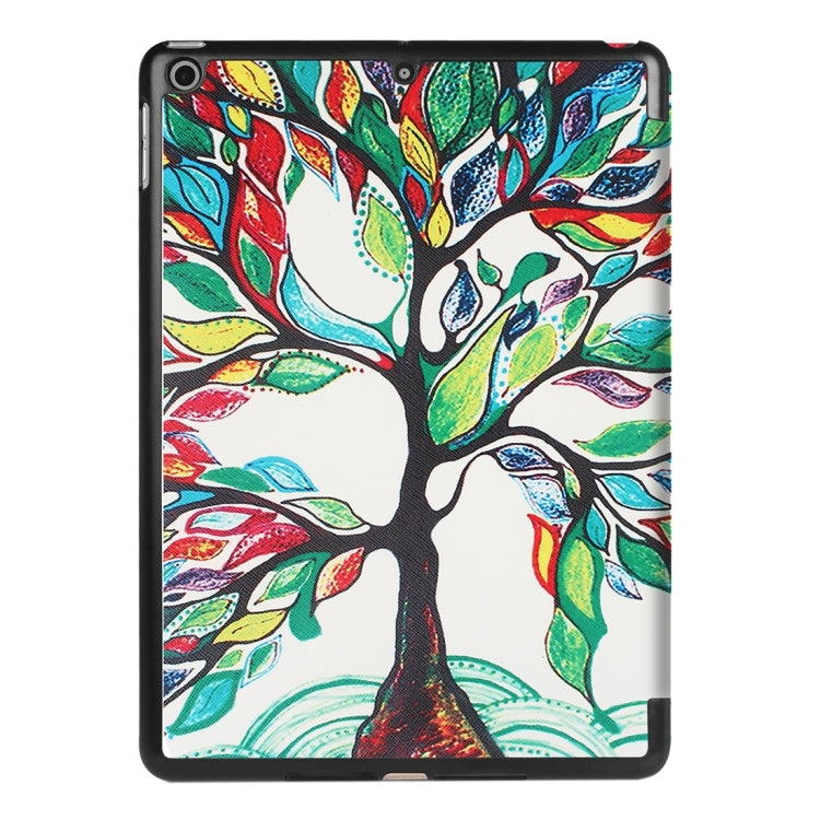 For iPad 9.7 (2018) & iPad 9.7 (2017) Cross Texture Painting Tree Pattern Horizontal Flip Leather Case with Three-folding Holder - iPad 9.7 (2018) & (2017) Cases by buy2fix | Online Shopping UK | buy2fix