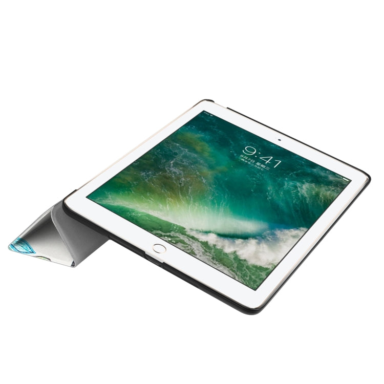 For iPad 9.7 (2018) & iPad 9.7 (2017) Cross Texture Painting Tree Pattern Horizontal Flip Leather Case with Three-folding Holder - iPad 9.7 (2018) & (2017) Cases by buy2fix | Online Shopping UK | buy2fix