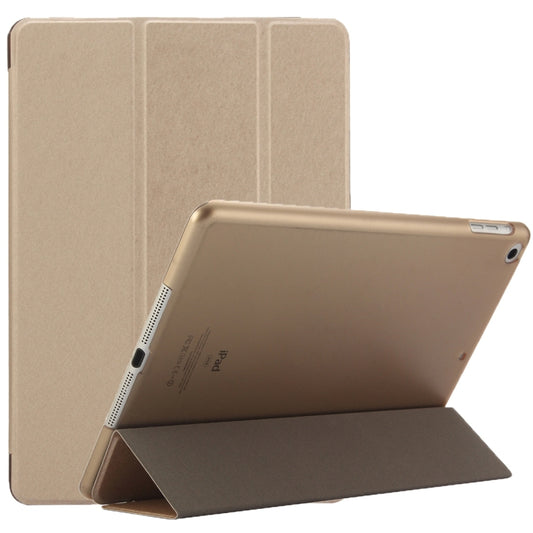 For iPad 9.7 (2018) & iPad 9.7 inch (2017) & iPad Air Silk Texture Horizontal Flip Leather Case with Three-folding Holder(Gold) - iPad 9.7 (2018) & (2017) Cases by buy2fix | Online Shopping UK | buy2fix