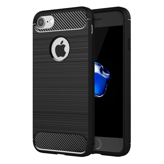 For  iPhone 8 & 7  Brushed Texture Fiber TPU Rugged Armor Protective Case(Black) - More iPhone Cases by buy2fix | Online Shopping UK | buy2fix