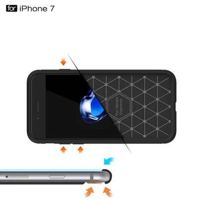For  iPhone 8 & 7  Brushed Texture Fiber TPU Rugged Armor Protective Case(Black) - More iPhone Cases by buy2fix | Online Shopping UK | buy2fix