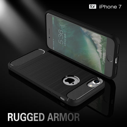 For  iPhone 8 & 7  Brushed Texture Fiber TPU Rugged Armor Protective Case(Black) - More iPhone Cases by buy2fix | Online Shopping UK | buy2fix