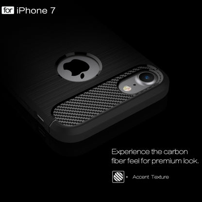 For  iPhone 8 & 7  Brushed Texture Fiber TPU Rugged Armor Protective Case(Black) - More iPhone Cases by buy2fix | Online Shopping UK | buy2fix