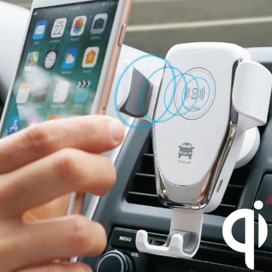 C6 gravité induction voiture Qi chargeur sans fil charge rapide évent support de téléphone (blanc)