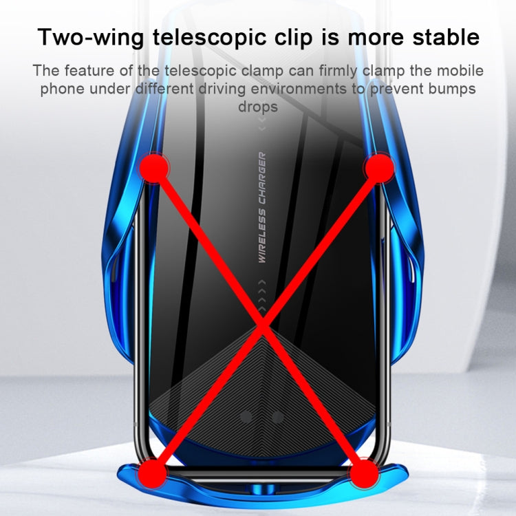 Q2 15W Universal Rotation Infrared Induction Magnetic Car Wireless Charging Mobile Phone Holder with Micro USB + 8 Pin + Type-C / USB-C Magnetic Connector(Blue) - Wireless Charger Holders by buy2fix | Online Shopping UK | buy2fix