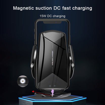 Q2 15W Universal Rotation Infrared Induction Magnetic Car Wireless Charging Mobile Phone Holder with Micro USB + 8 Pin + Type-C / USB-C Magnetic Connector(Blue) - Wireless Charger Holders by buy2fix | Online Shopping UK | buy2fix