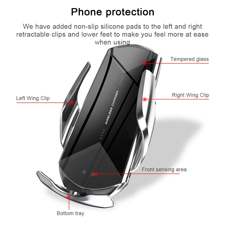 Q2 15W Universal Rotation Infrared Induction Magnetic Car Wireless Charging Mobile Phone Holder with Micro USB + 8 Pin + Type-C / USB-C Magnetic Connector(Blue) - Wireless Charger Holders by buy2fix | Online Shopping UK | buy2fix