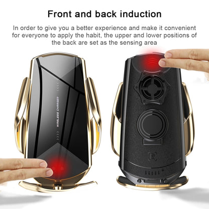 Q2 15W Universal Rotation Infrared Induction Magnetic Car Wireless Charging Mobile Phone Holder with Micro USB + 8 Pin + Type-C / USB-C Magnetic Connector(Blue) - Wireless Charger Holders by buy2fix | Online Shopping UK | buy2fix