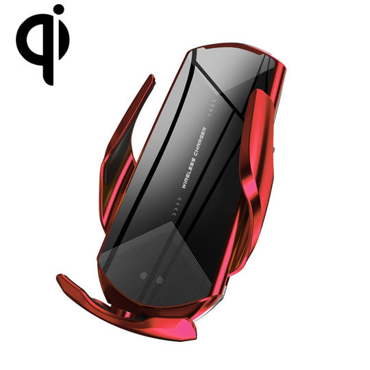 Q2 15W Support de téléphone portable de chargement sans fil pour voiture magnétique à induction infrarouge à rotation universelle avec micro USB + 8 broches + connecteur magnétique Type-C / USB-C (rouge)