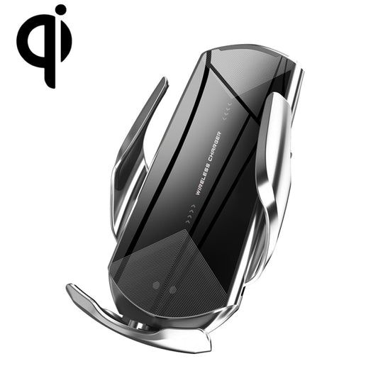 Q2 15W Support de téléphone portable de chargement sans fil pour voiture magnétique à induction infrarouge à rotation universelle avec micro USB + 8 broches + connecteur magnétique Type-C / USB-C (argent)