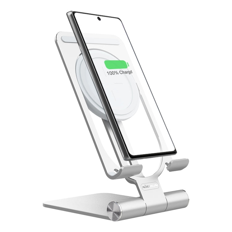 NILLKIN 2 in 1 15W PoweHold Mini Vertical Foldable Detachable Wireless Charger Mobile Phone Holder (Silver) - Wireless Charger by NILLKIN | Online Shopping UK | buy2fix