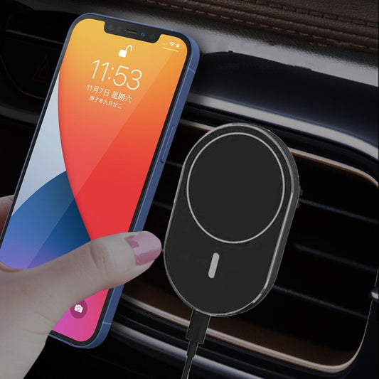 X19 Magsafe Car Air Outlet Vent Mount Clamp Holder 15W Fast Charging Qi Magnetic Wireless Charger(Black) - Wireless Charger Holders by buy2fix | Online Shopping UK | buy2fix