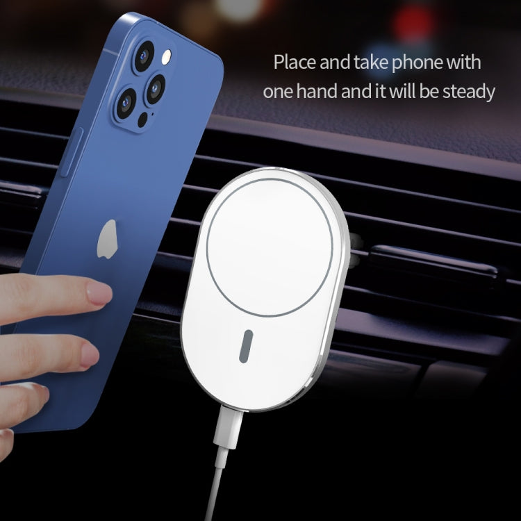 X19 Magsafe Car Air Outlet Vent Mount Clamp Holder 15W Fast Charging Qi Magnetic Wireless Charger(Black) - Wireless Charger Holders by buy2fix | Online Shopping UK | buy2fix
