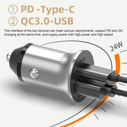 PD USB-C / Type-C + QC3.0 USB Fast Charging Car Charger with Dual LED Indicator - Car Charger by buy2fix | Online Shopping UK | buy2fix
