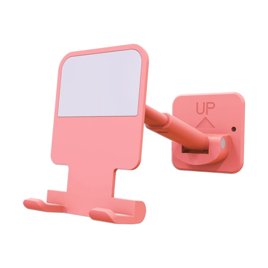 CCT11 Wall Paste Mobile Phone Bracket Foldable Lift Bathroom Kitchen Wall Bracket (Pink) - Shower & Wall Mounts by buy2fix | Online Shopping UK | buy2fix