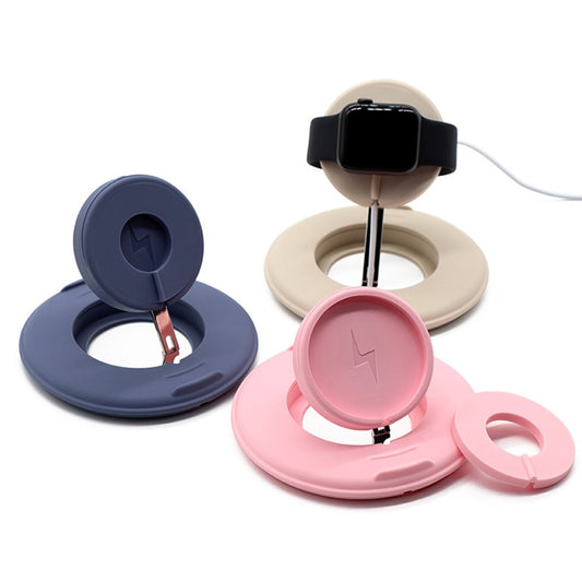 2 in 1 Silicone Desktop Wireless Charger Telescopic Stand For iPhone / Watch Wireless Charger (Pink) by buy2fix