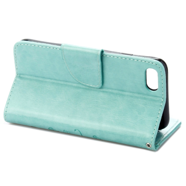 For  iPhone 8 & 7  Pressed Flowers Horizontal Flip Leather Case with Holder & Card Slots & Wallet(Green) - More iPhone Cases by buy2fix | Online Shopping UK | buy2fix