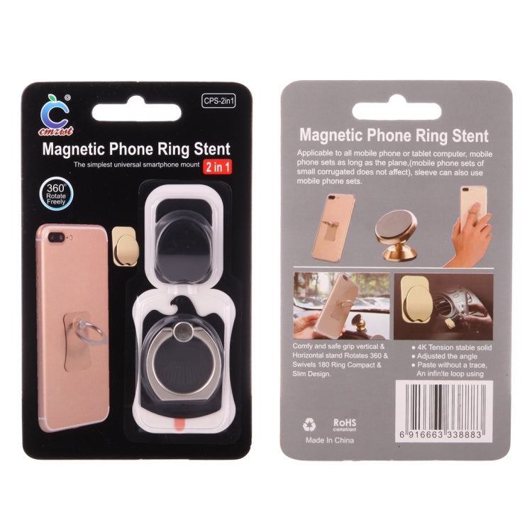 Cmzact CPS-2in1 2 in 1 Eagle Shape 360 Degrees Rotation Magnetic Phone Ring Stent Car Hook Mount(Black) - Ring Holder by buy2fix | Online Shopping UK | buy2fix