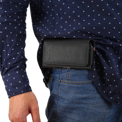 Universal Litchi Texture Vertical Flip Thwartwise PU Leather Case / Waist Bag with Back Splint & Card Slots & 15cm Lanyard for  iPhone 8 & 7  & 6s & 6, Galaxy SIV & SIII, Xiaomi Redmi 3 & 3X, Size: 14.3 x 7.5 x 1.5 cm(Black) - More iPhone Cases by buy2fix | Online Shopping UK | buy2fix