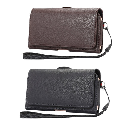 Universal Litchi Texture Vertical Flip Thwartwise PU Leather Case / Waist Bag with Back Splint & Card Slots & 15cm Lanyard for  iPhone 8 & 7  & 6s & 6, Galaxy SIV & SIII, Xiaomi Redmi 3 & 3X, Size: 14.3 x 7.5 x 1.5 cm(Black) - More iPhone Cases by buy2fix | Online Shopping UK | buy2fix