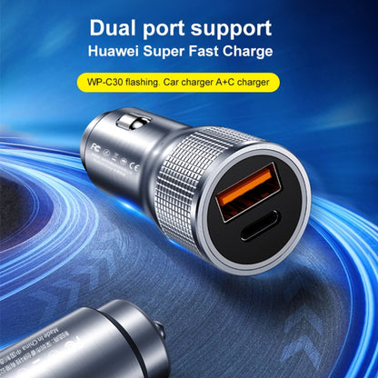 WK WP-C30 20W QC3.0 USB + PD UB-C / Type-C Interface Flash Series Car Fast Charger(Silver) by WK