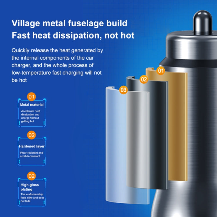 WK WP-C30 20W QC3.0 USB + PD UB-C / Type-C Interface Flash Series Car Fast Charger(Silver) by WK