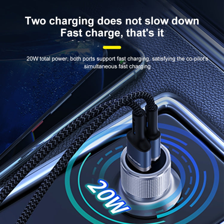 WK WP-C30 20W QC3.0 USB + PD UB-C / Type-C Interface Flash Series Car Fast Charger(Silver) by WK