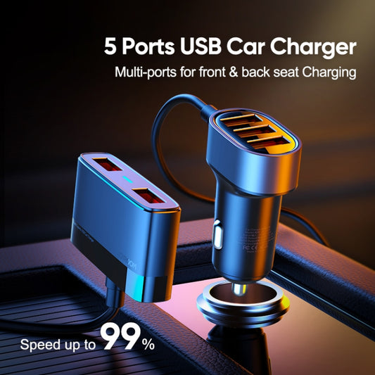 JOYROOM JR-CL03 6.2A Multi 5 Ports USB Smart Car Charger - Car Charger by JOYROOM | Online Shopping UK | buy2fix