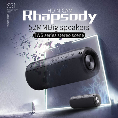 ZEALOT S51 Portable Stereo Bluetooth Speaker with Built-in Mic, Support Hands-Free Call & TF Card & AUX(Black) - Desktop Speaker by ZEALOT | Online Shopping UK | buy2fix