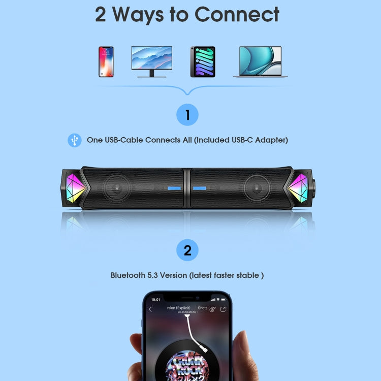 L1 Outdoor Portable RGB Light USB Bluetooth Wireless Speaker with Mic(Black) by buy2fix