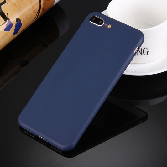 For iPhone 8 Plus & 7 Plus   Solid Color TPU Protective Case Without Round Hole(Dark Blue) - More iPhone Cases by buy2fix | Online Shopping UK | buy2fix